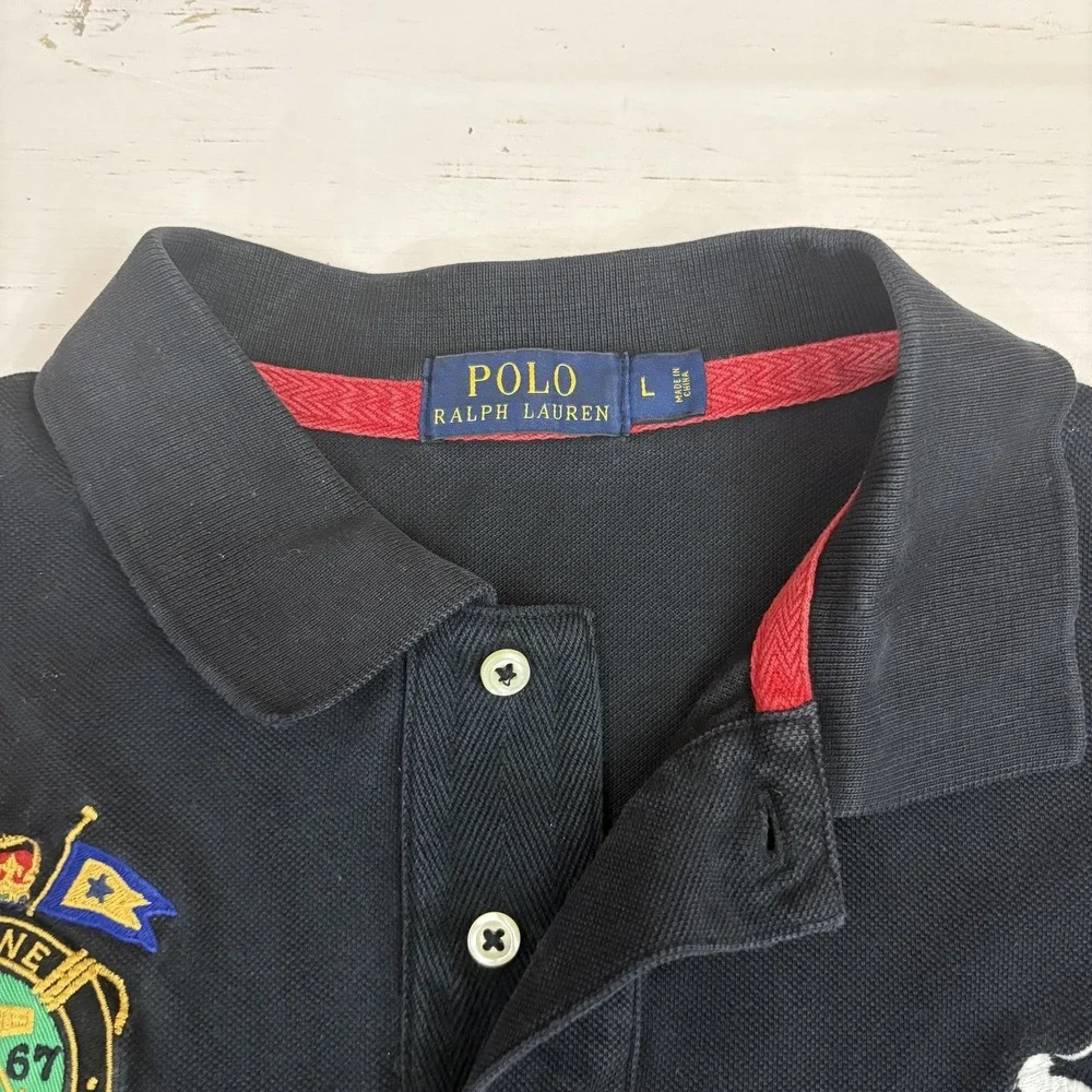 Polo Ralph Lauren Crest Rugby Polo Shirt Large Big Pony Marine Supply Nautical